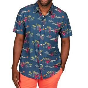 TipsyElves Dinosaur Hawaiian Short Sleeve ButtonUp Tropical Sz XXL Jurassic Park